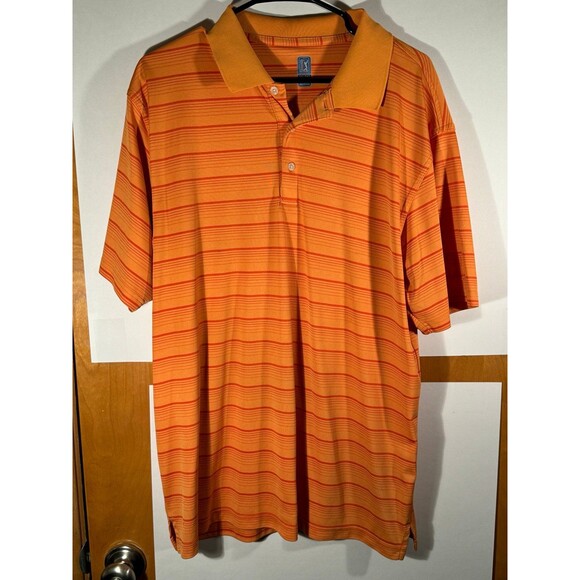 PGA Tour Orange Striped Polo Golf Athletic Shirt XXL - Picture 1 of 8